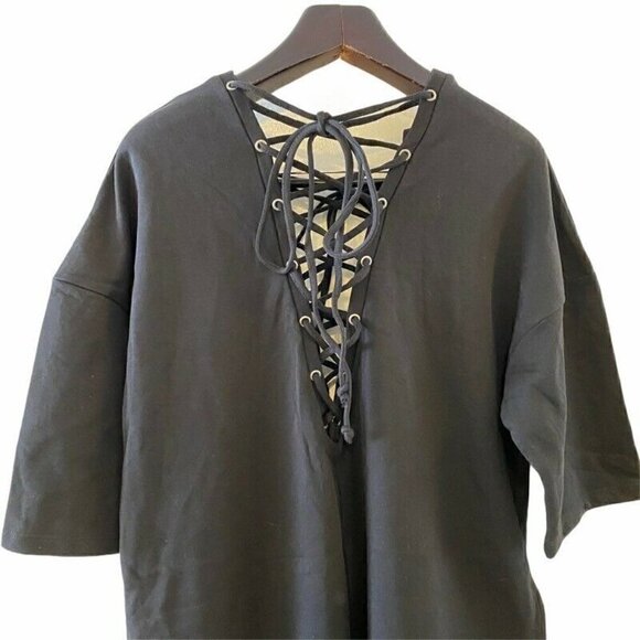 NEW ASOS Shift Dress Black V Neck Short Sleeve 10 - Picture 4 of 9